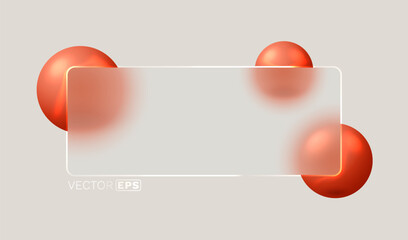 Wall Mural - glass frame with colored spheres on background. vector illustration