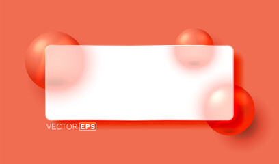 Wall Mural - glass frame with colored spheres on background. vector illustration
