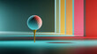 © HAFEZ - 3d render of a golf ball on a tee with a colorful background