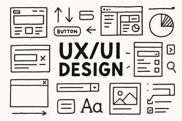ux/ui design outline icon set. web, interface, wireframe, layout, user experience icons