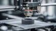 © Mishi Images - Metal object printed closeup on laser sintering machine 3D printer creates shape from fine powder material