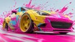 © Yevheniiya - A vibrant, colorful sports car covered in paint splashes, creating a dynamic and energetic visual.