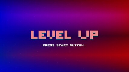 Wall Mural - Level up icons, pixel art, 8-bit games, vintage arcade computer games