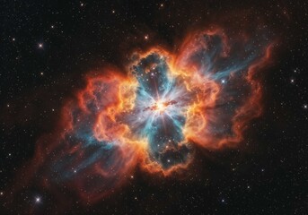 Wall Mural - Planetary nebula glows vividly showing vibrant colors in outer space landscape