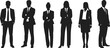 © Deep Mind Creations - Silhouette group of businessmen and businesswomen in formal suits, professional corporate team, office workers, leadership, teamwork, executive fashion illustration