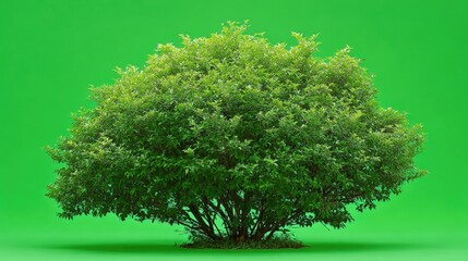 Wall Mural - Isolated Bush with Green Foliage on Chromakey Background for Compositing and Design Elements