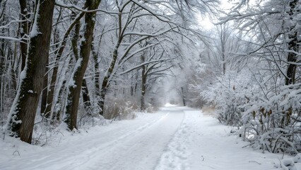  Snow-covered forest path