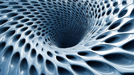 Intricate 3d tunnel design with futuristic elements and an alluring blue color scheme.