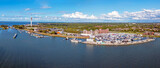 Aerial panorama from the city and harbor Lelystad in the Netherlands
