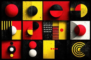 Wall Mural - Modern Isolated Geometric Shapes in Bold Red and Black Design