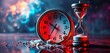 © Teenawat - Clock melting into hourglass, time distorted, surreal scene,  disarray,  metaphysical