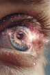 © Oleksandr Pashchenko - A close up of a person's eye with a galaxy in the background