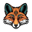© Sumaia - Stylized orange fox head with intense eyes and teal accents