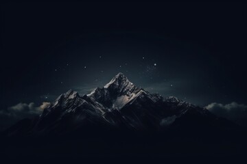 Canvas Print - Dark background mountain night sky.
