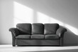 © imwarehouse - A black sofa in an empty room with sunlight casting through
