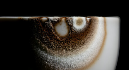 An Abstract Shot Of A Cup With Liquids And Textures In Dark Background