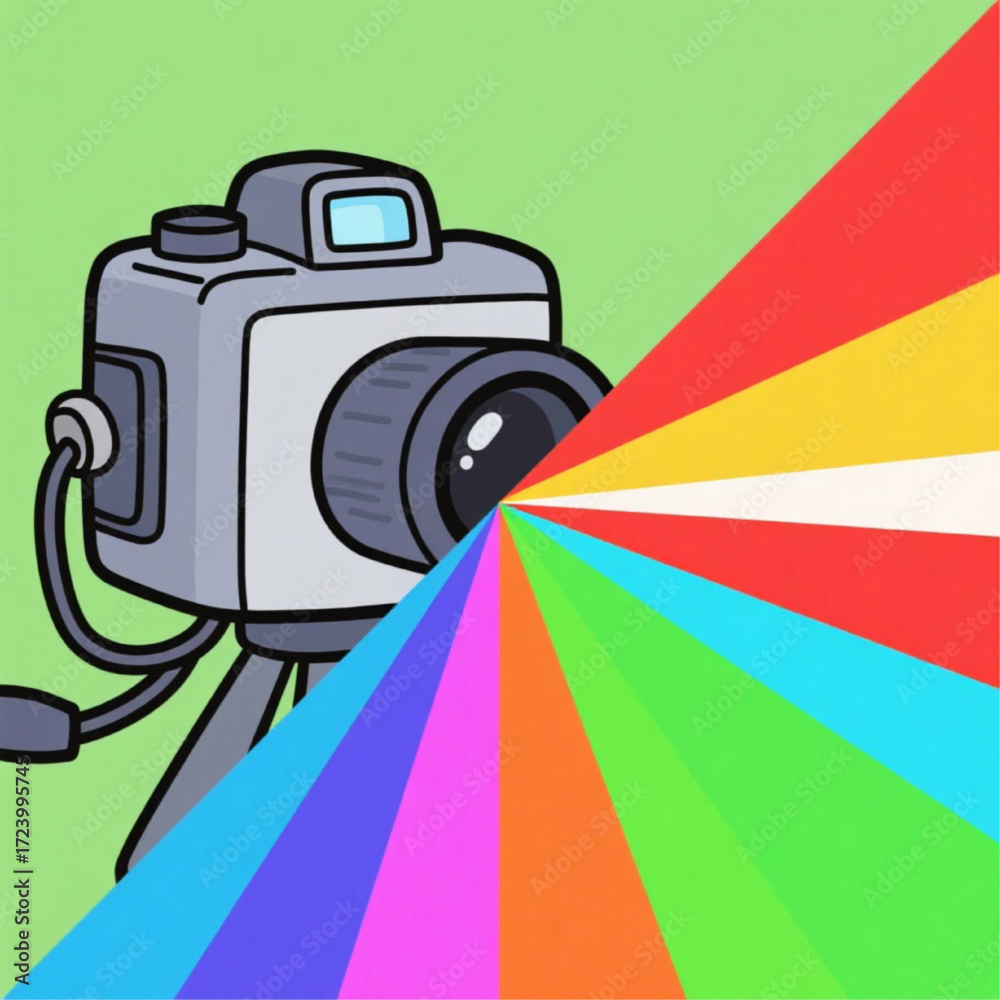 Vector camera splitting colors into RGB beams Stock Vector | Adobe Stock