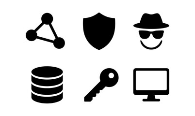 Cybersecurity concept icons for design and digital security projects