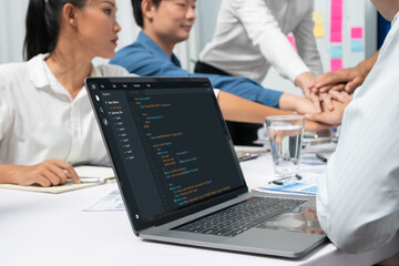 Software development programming on computer screen for brisk application and program coding