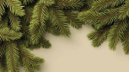 Wall Mural - christmas fir branch frame design for a green holiday card