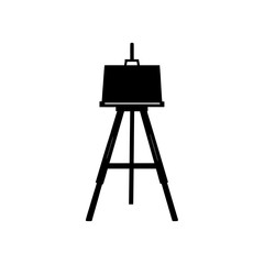 Easel and canvas drawing on transparent background silhouette
