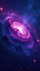 Wall Mural - Galactic nebula with swirling purple gas and stars against a dark blue cosmic background, nebula, cosmic, galaxy