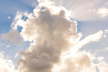 Wall Mural - Cloudscape sky background. Cloud in the sky. Background with cloud. Gloomy sky with overcast clouds. Overcast view. Skyscape and cloudscape. Sky with clouds. Cloudy skyscape background