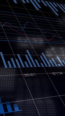 Wall Mural - Financial charts and graphs animation over digital data grid background