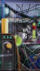 Wall Mural - Analyzing data graphs and network on digital interface with animation effects