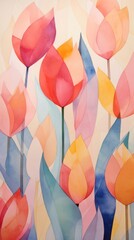 Wall Mural - Tulip garden abstract painting flower.