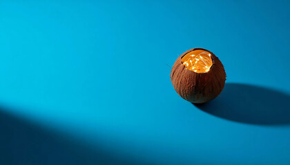A close-up of a chocolate chip and a chocolate bar resting in a wooden bowl shows their dark color like a tiny eclipse in the night sky