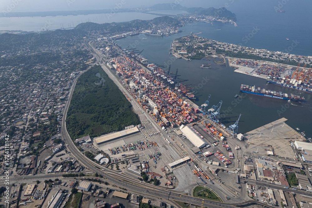 Colima Port Aerial view of the port of manzanillo, entrance to the port of ...