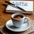 © Hriday - Coffee Break Moment: An inviting cup of dark, rich coffee takes center stage, placed near an open book and a knife, embodying a moment of relaxation and a pause in daily life.