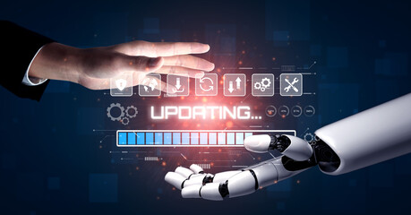 Wall Mural - AI accelerates knowledge growth with smart training tools, virtual learning assistants, and software updates for competitive digital advantage. Vouch