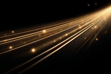Wall Mural - Golden Streaks Emanate Magic, Creating Depth Effects Under Luminous Patterns on Black Canvas