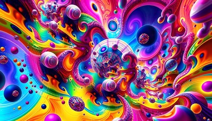 Wall Mural - Cosmic Spheres in Vibrant Swirls