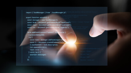 Script programming for task manager user interface, handling form submission, input validation, task list rendering, and exception alerts with dynamic DOM interaction Latch