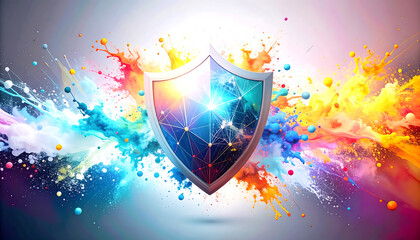 Wall Mural - high-tech digital shield protecting a glowing