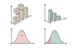 © Galina - Probability Distribution Diagram. Isometric vector illustration set Probability Distribution: histogram with dice outcomes,