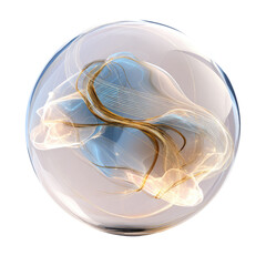 Wall Mural - Abstract art depicting swirling, luminous gold and blue energy contained within a transparent glass sphere. background removed