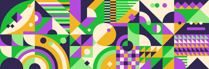 Geometric abstract wallpaper design with colorful shapes. Vector illustration.