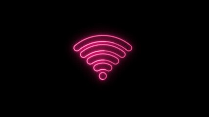 Glowing neon line Wi-fi wireless internet network net connection icon logo wi-fi . technology wireless signal icon .