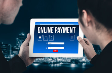 Wall Mural - Online payment platform for modish money transfer on the internet netowrk