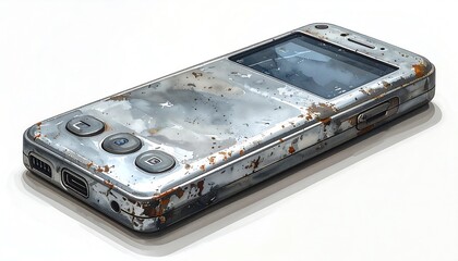 Rusted vintage cell phone