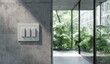 © Anin - Modern light switch on concrete wall, greenery view