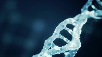 Abstract DNA structure, light blue on dark background
