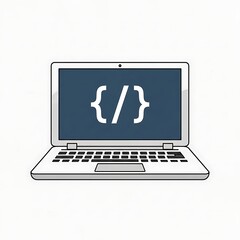 Coding on Laptop Software Development and Programming Illustration
