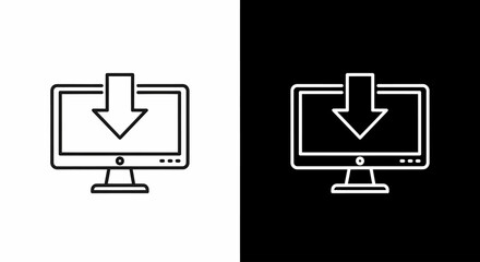 Downloading Progress Icon: A minimalist icon depicts a computer monitor with a downward-pointing arrow, symbolizing the initiation of a download or the transfer of data.