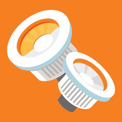 Two circular objects on orange background on transparent background