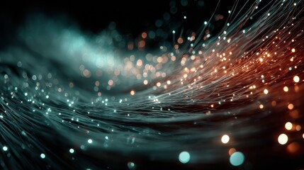 Wall Mural - High-Speed Telecommunications Representation with Abstract Light Waves